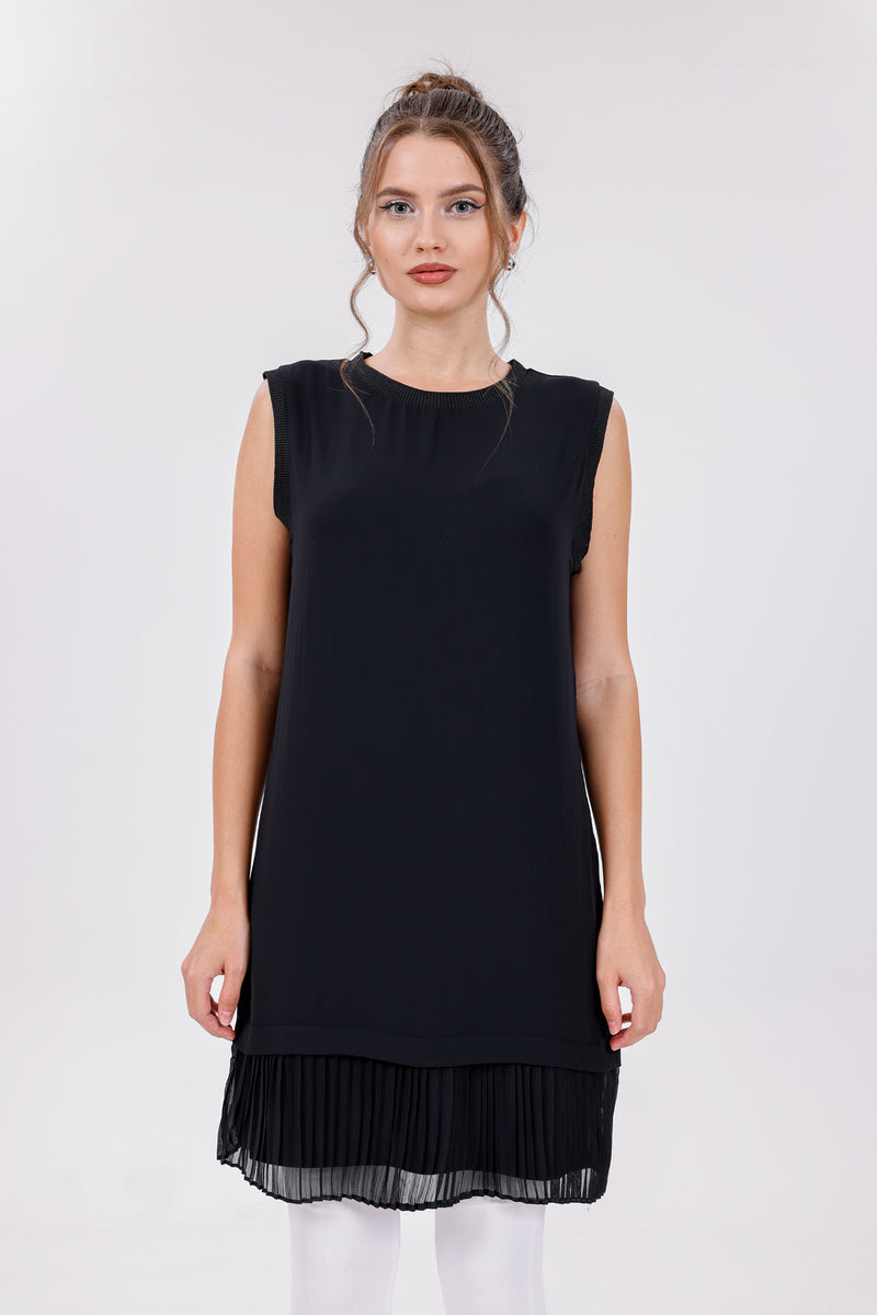 HLD Chiffon Pleated Inner Tunic Black