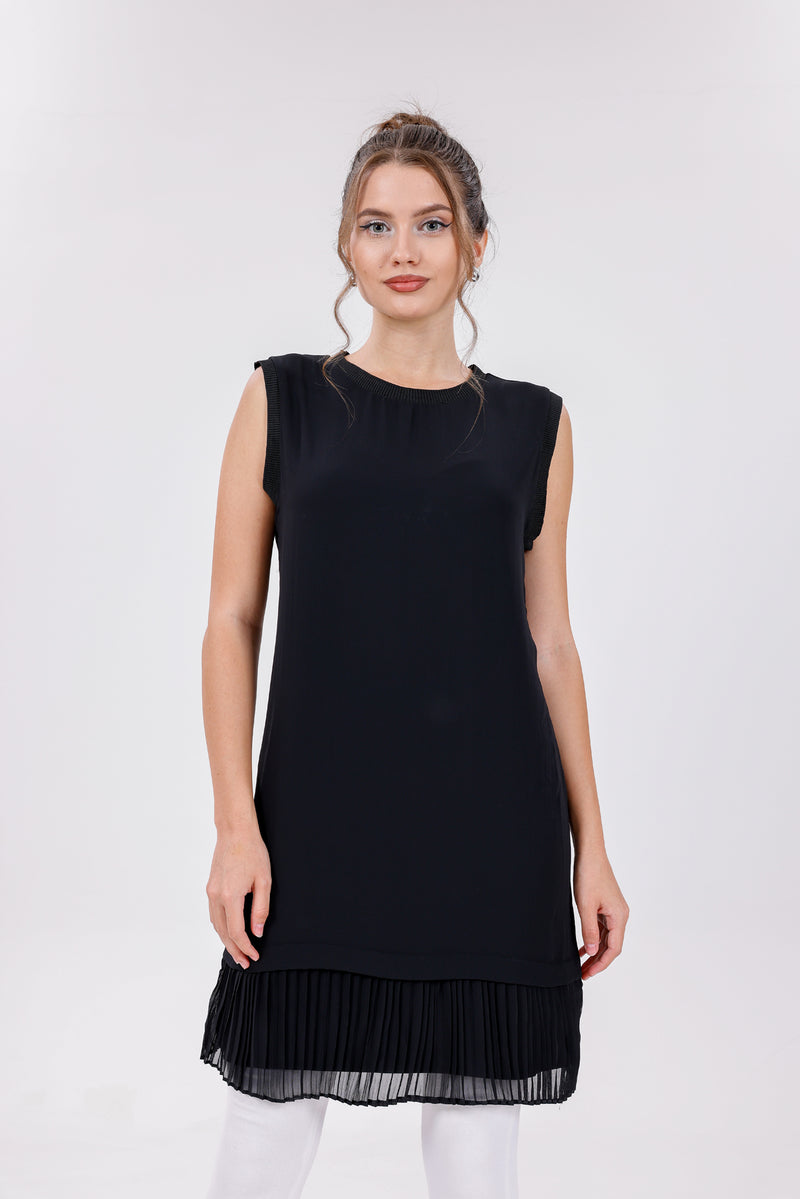 HLD Chiffon Pleated Inner Tunic Black
