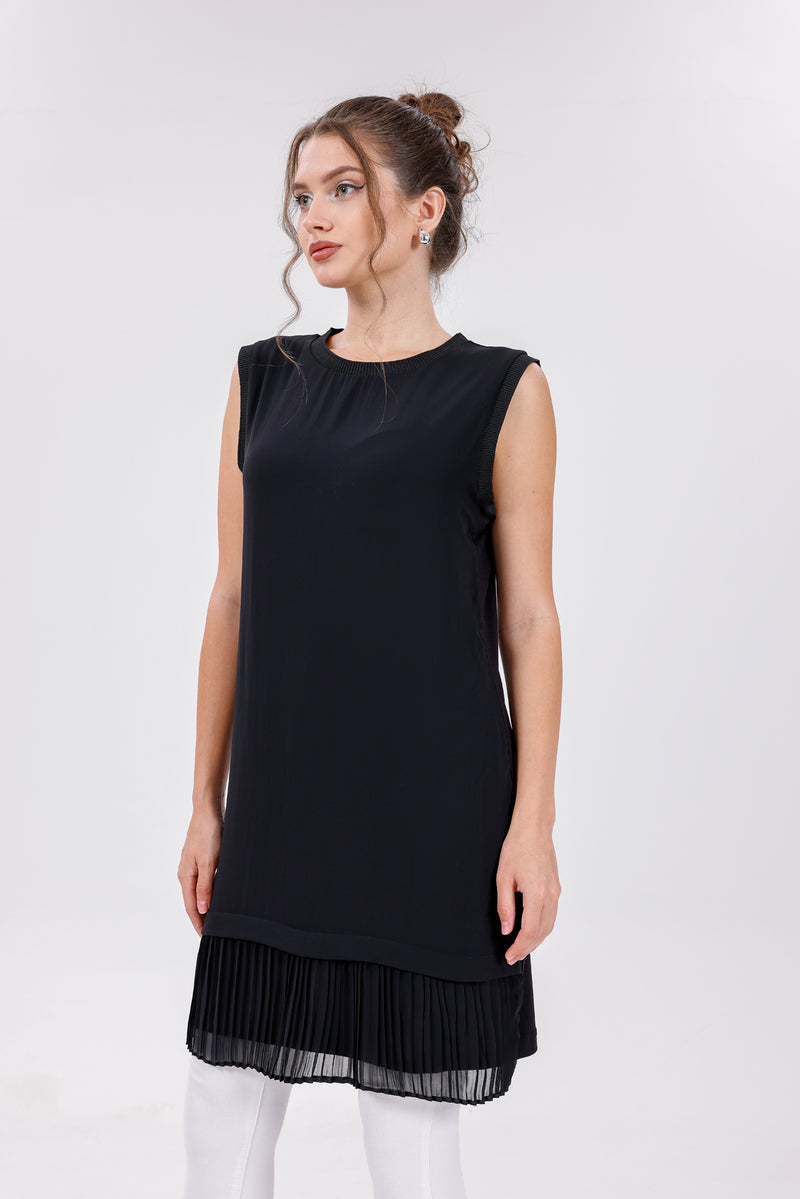 HLD Chiffon Pleated Inner Tunic Black