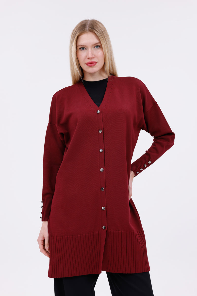 ZZ Begum Knitted Winter Cardigan Burgundy