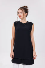 HLD Chiffon Front Inner Tunic Black