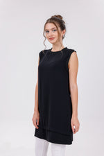 HLD Chiffon Front Inner Tunic Black