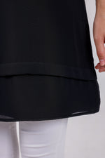 HLD Chiffon Front Inner Tunic Black