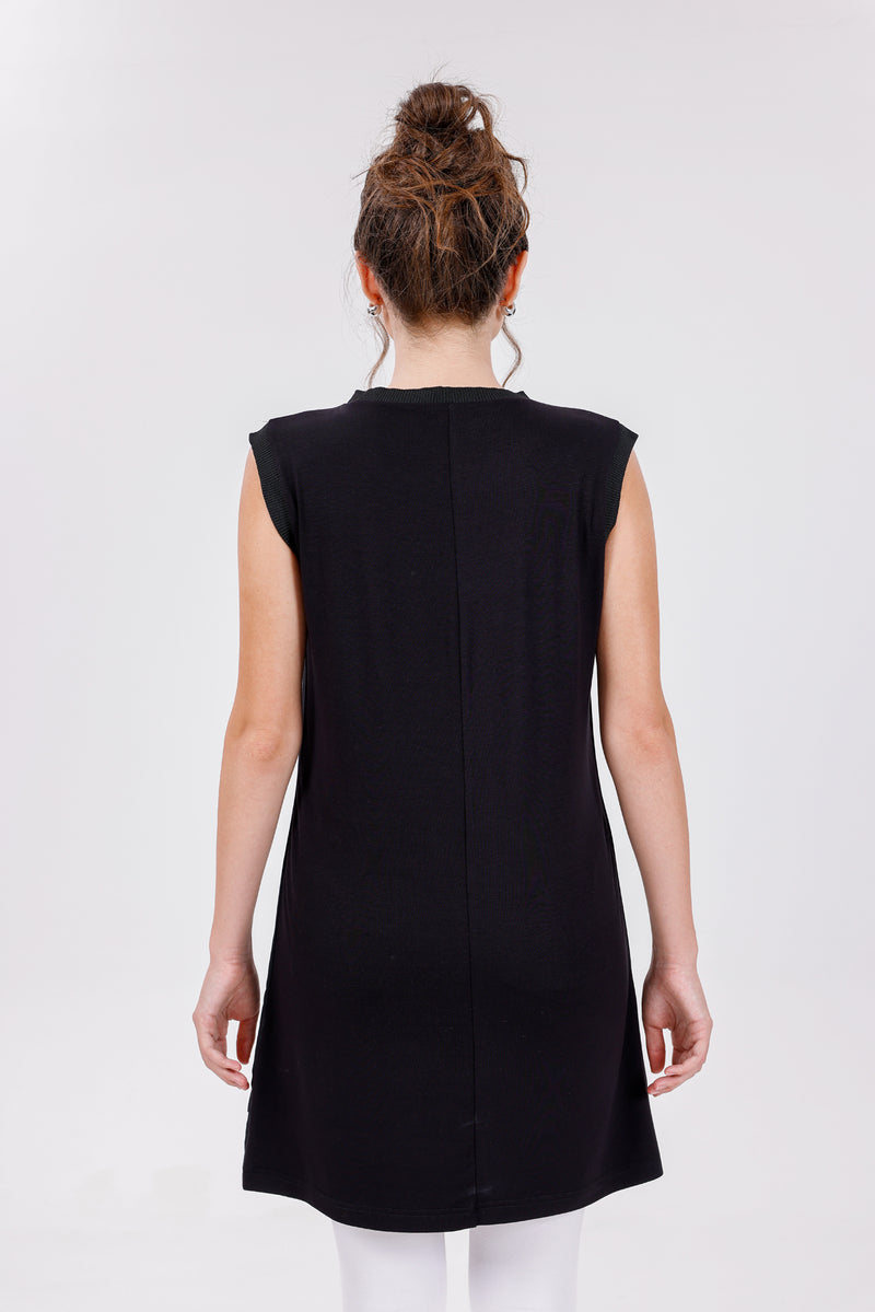 HLD Chiffon Front Inner Tunic Black