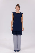 HLD Chiffon Pleated Inner Tunic Navy Blue