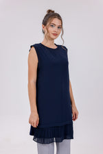 HLD Chiffon Pleated Inner Tunic Navy Blue