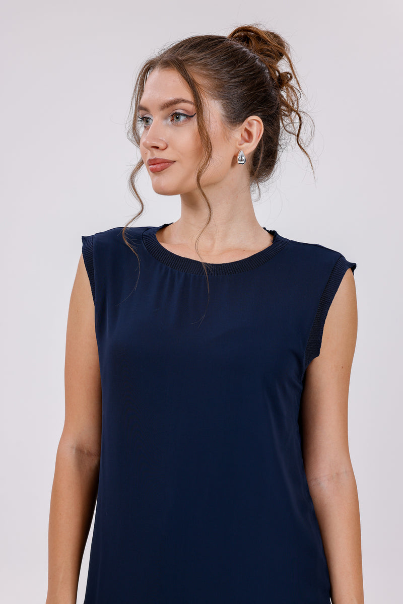 HLD Chiffon Pleated Inner Tunic Navy Blue