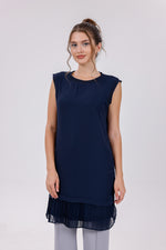 HLD Chiffon Pleated Inner Tunic Navy Blue