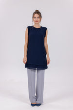 HLD Chiffon Front Inner Tunic Navy Blue