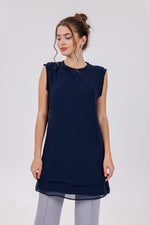 HLD Chiffon Front Inner Tunic Navy Blue