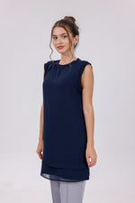 HLD Chiffon Front Inner Tunic Navy Blue