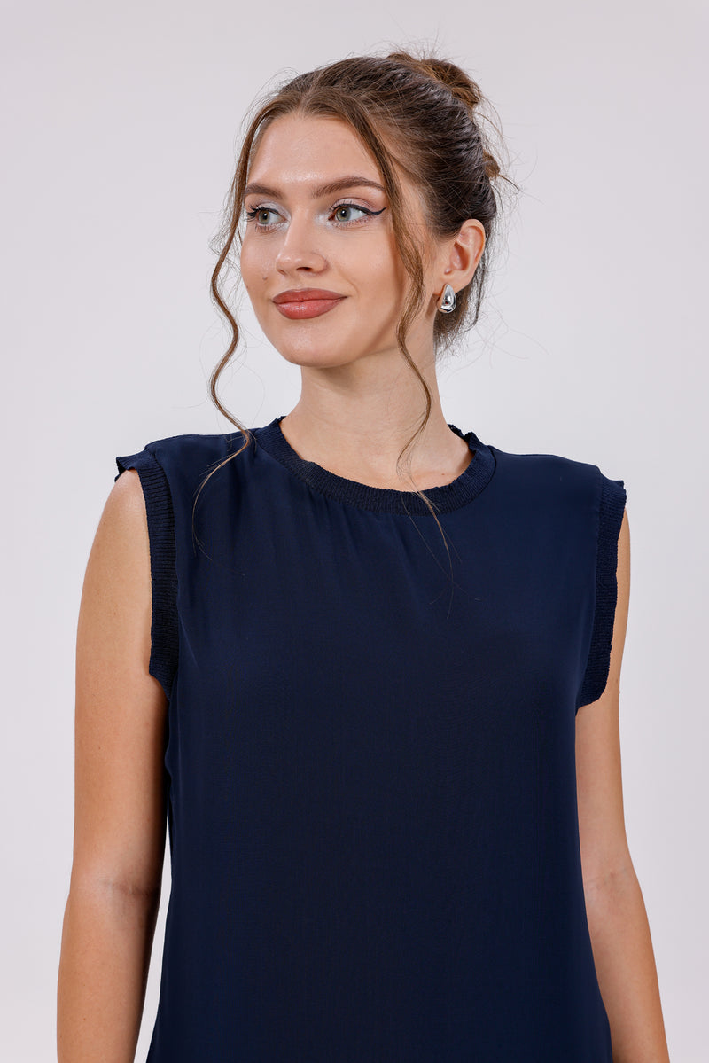 HLD Chiffon Front Inner Tunic Navy Blue