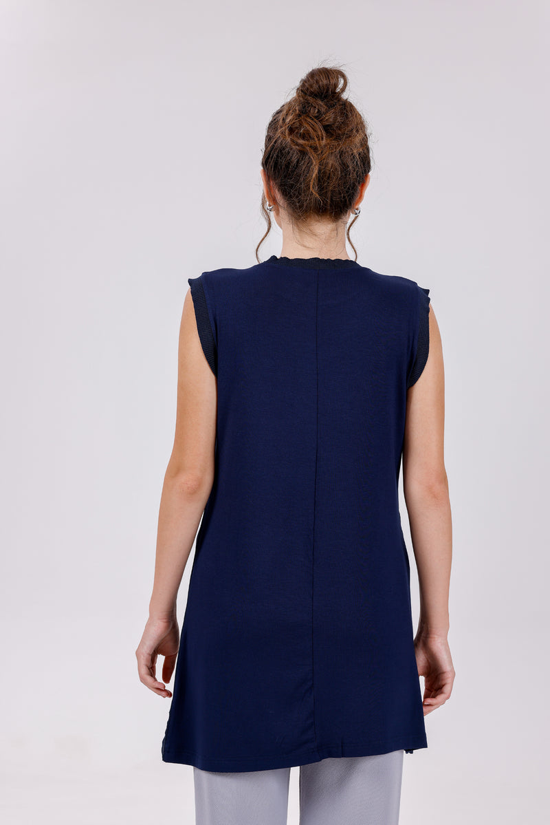 HLD Chiffon Front Inner Tunic Navy Blue