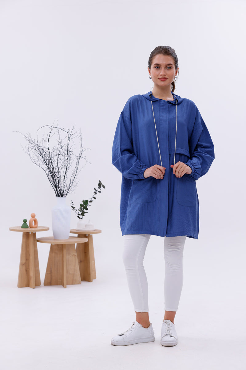 NSH Zipup Hoodied Cape Indigo