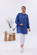 NSH Zipup Hoodied Cape Indigo