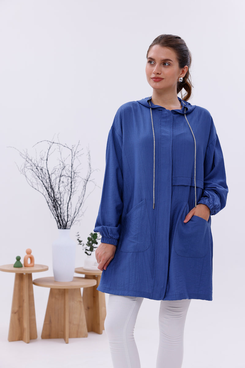 NSH Zipup Hoodied Cape Indigo