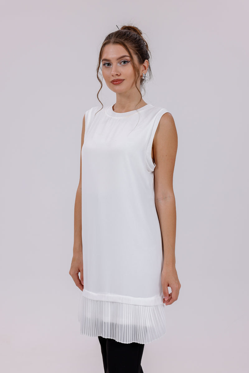 HLD Chiffon Pleated Inner Tunic White
