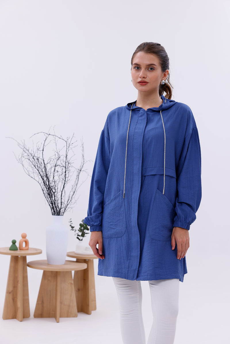NSH Zipup Hoodied Cape Indigo