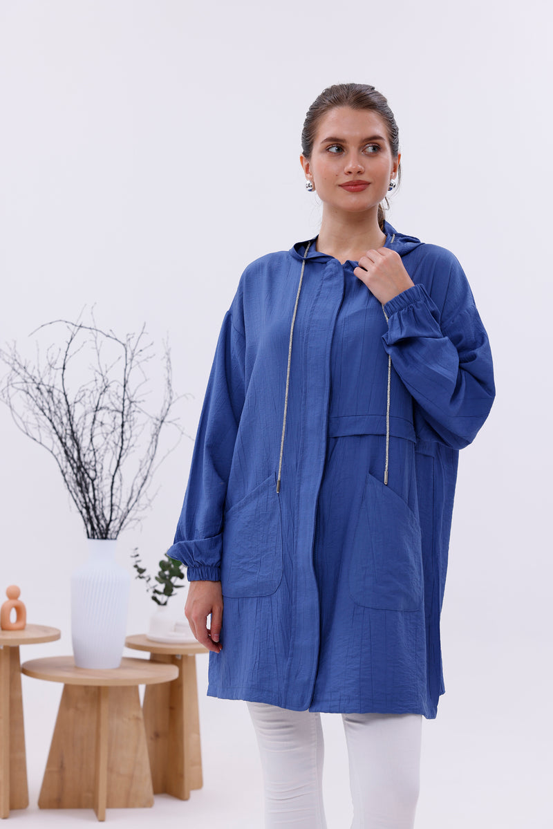 NSH Zipup Hoodied Cape Indigo