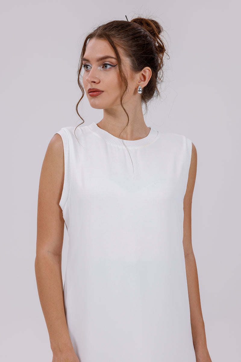 HLD Chiffon Pleated Inner Tunic White