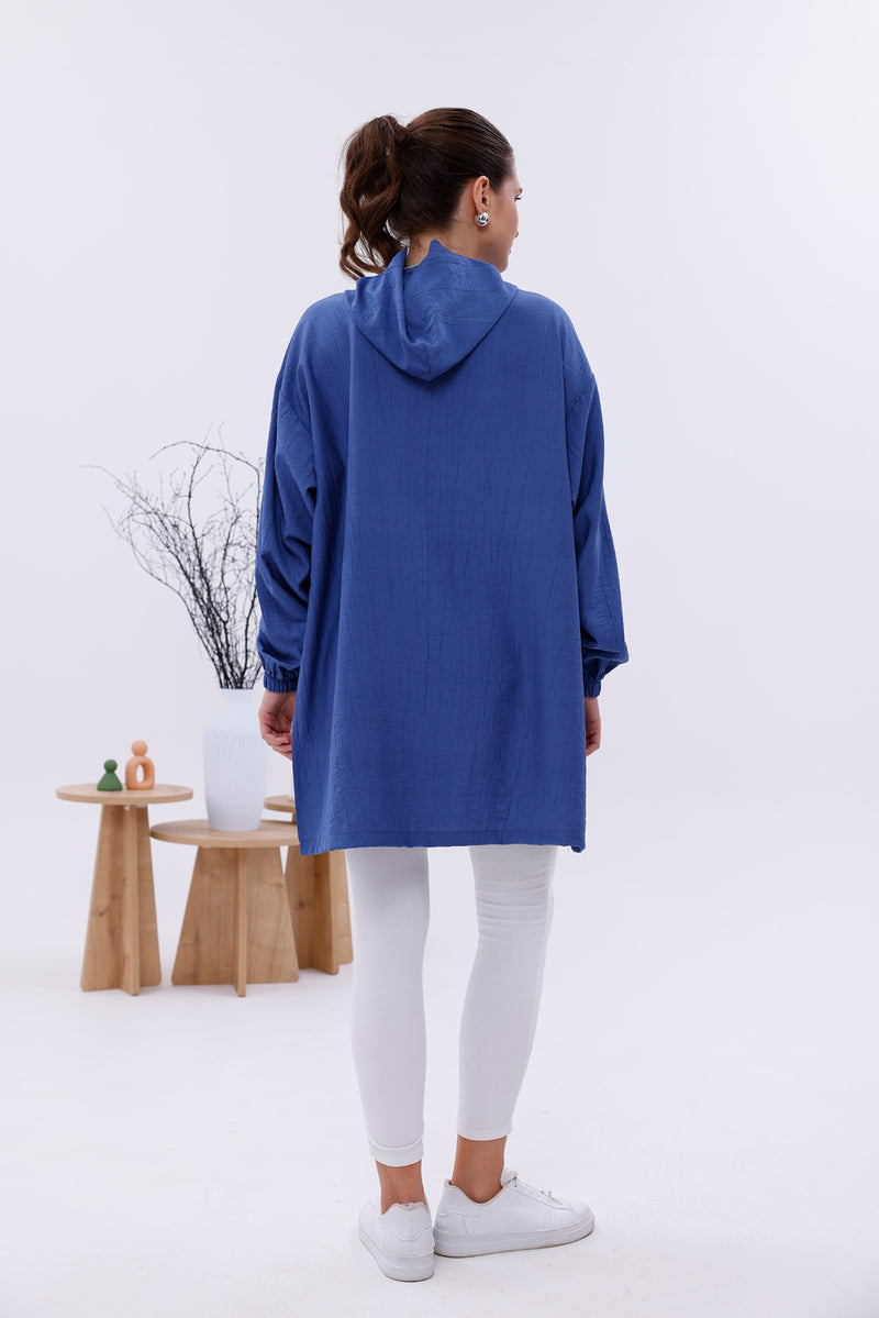 NSH Zipup Hoodied Cape Indigo