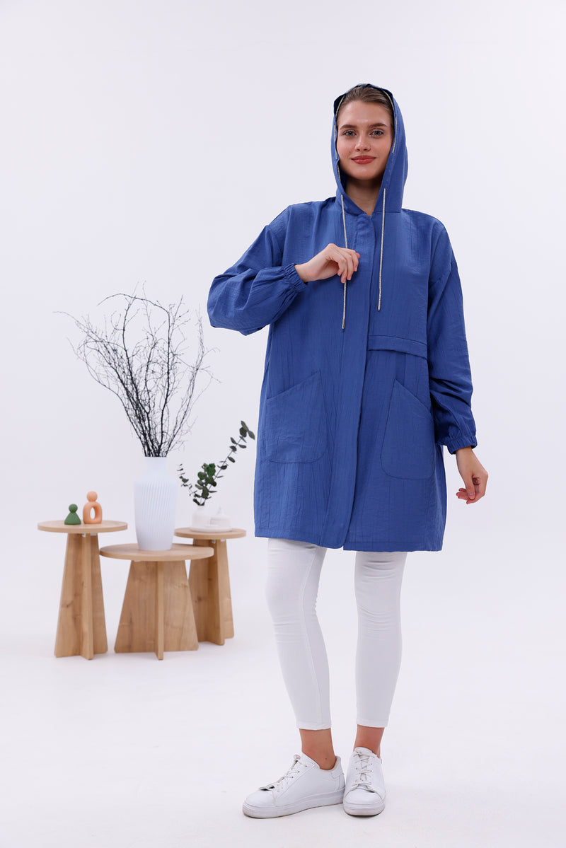 NSH Zipup Hoodied Cape Indigo