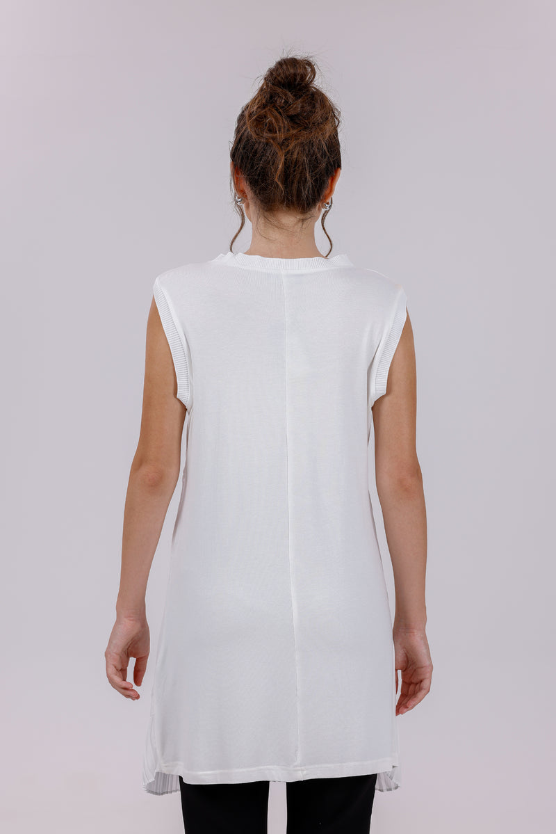 HLD Chiffon Pleated Inner Tunic White