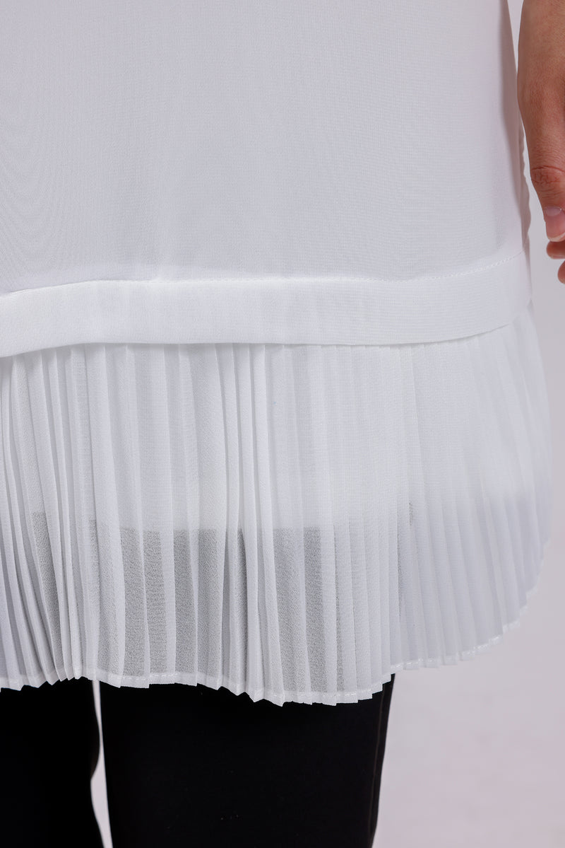 HLD Chiffon Pleated Inner Tunic White