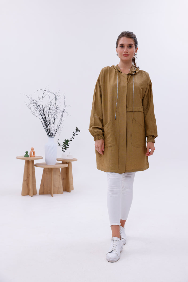 NSH Zipup Hoodied Cape Khaki