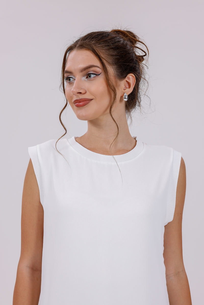 HLD Chiffon Front Inner Tunic White