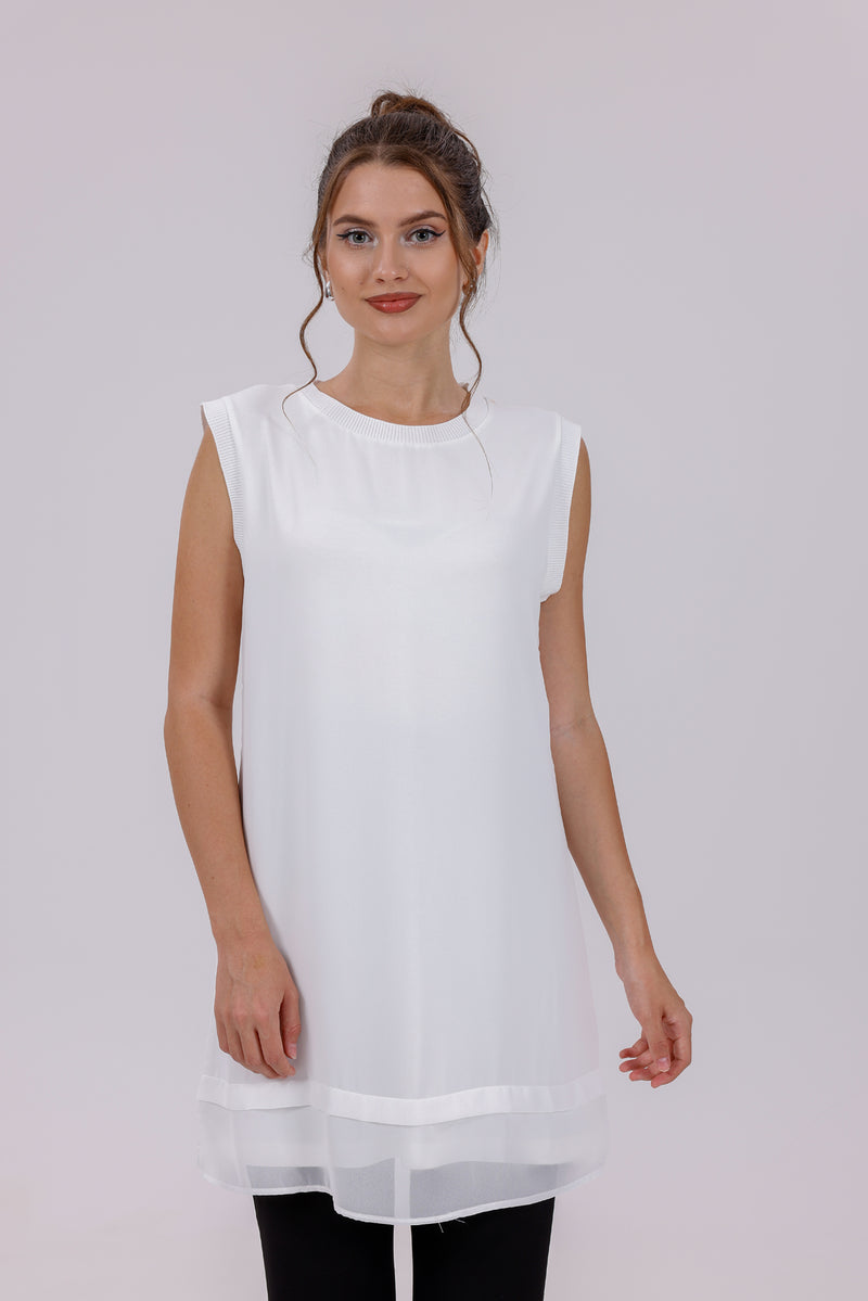 HLD Chiffon Front Inner Tunic White