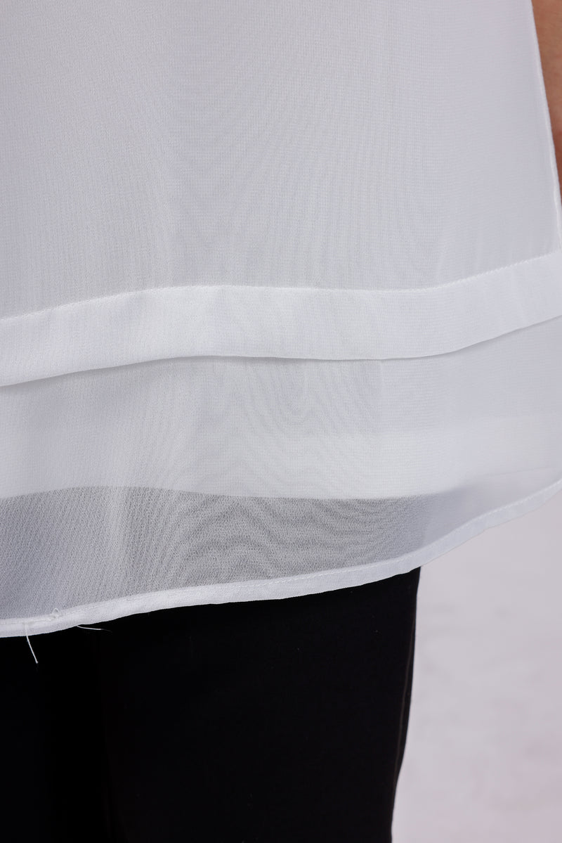 HLD Chiffon Front Inner Tunic White
