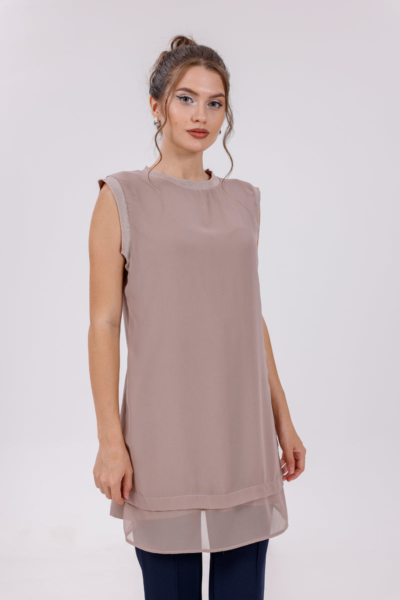 HLD Chiffon Front Inner Tunic Mink