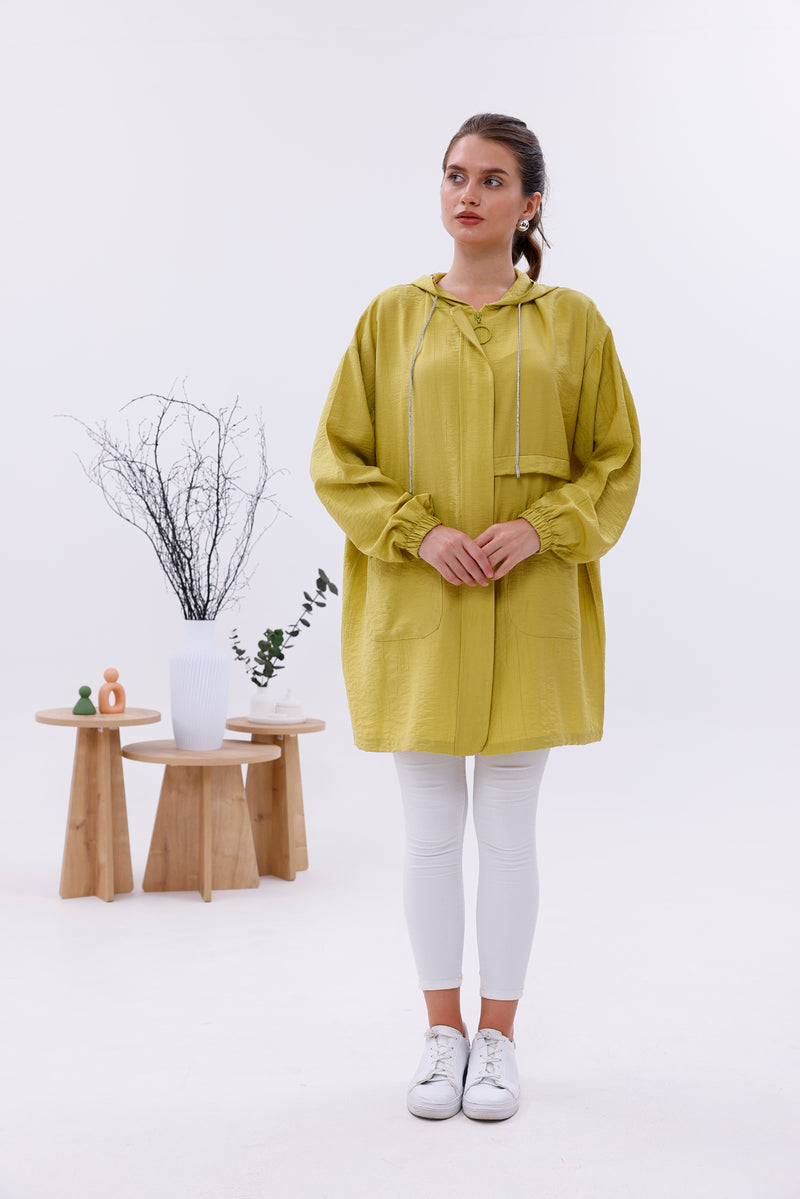 NSH Zipup Hoodied Cape Oil Green