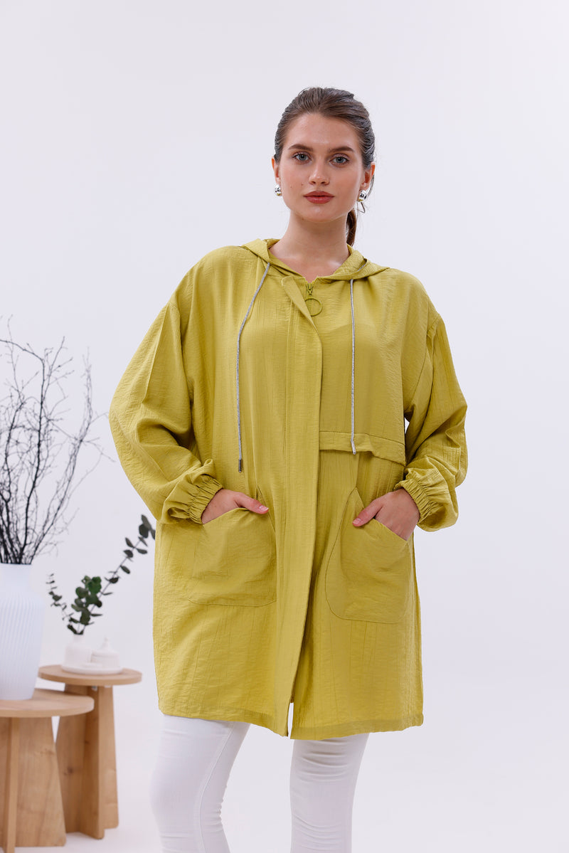 NSH Zipup Hoodied Cape Oil Green
