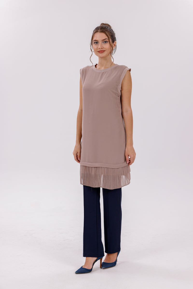 HLD Chiffon Pleated Inner Tunic Mink
