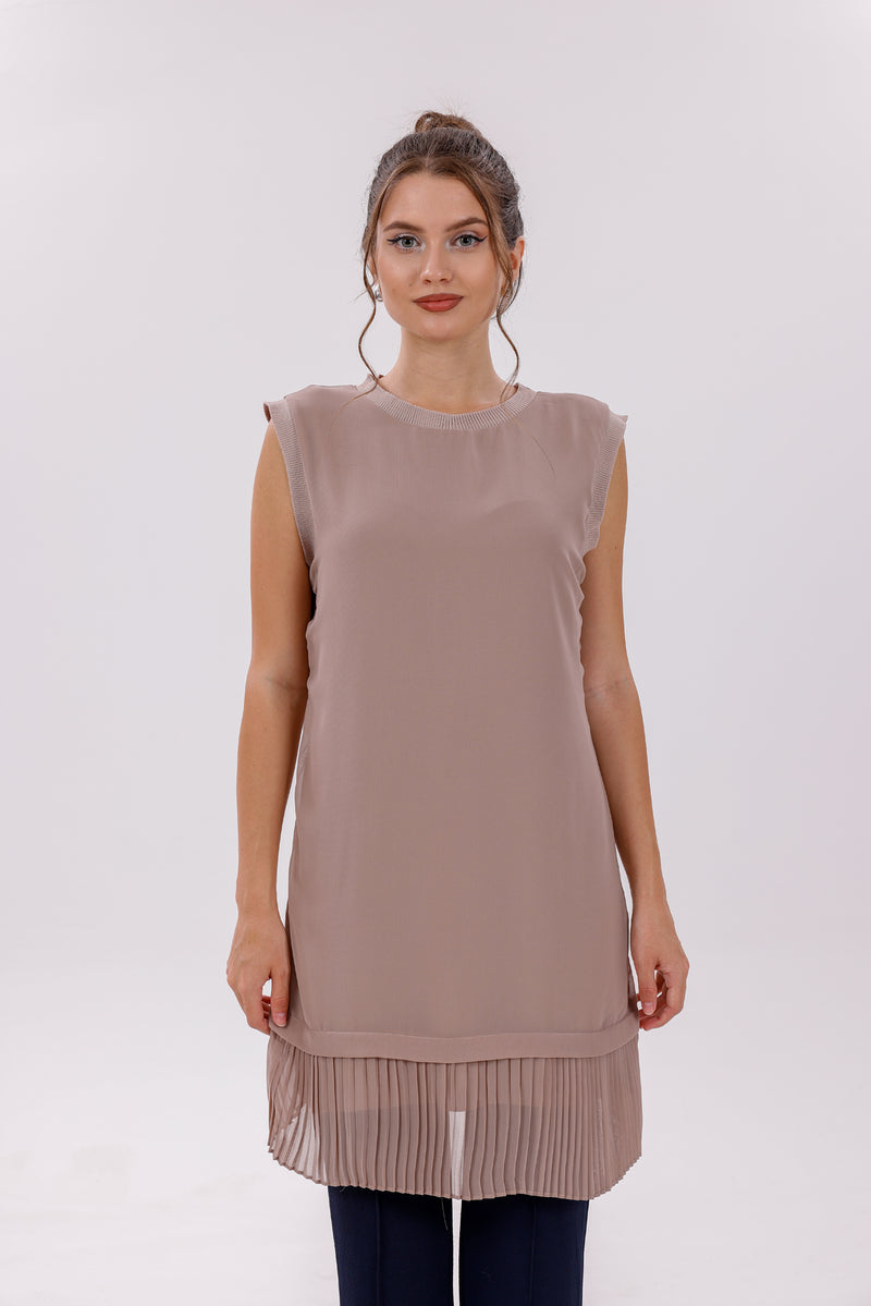 HLD Chiffon Pleated Inner Tunic Mink