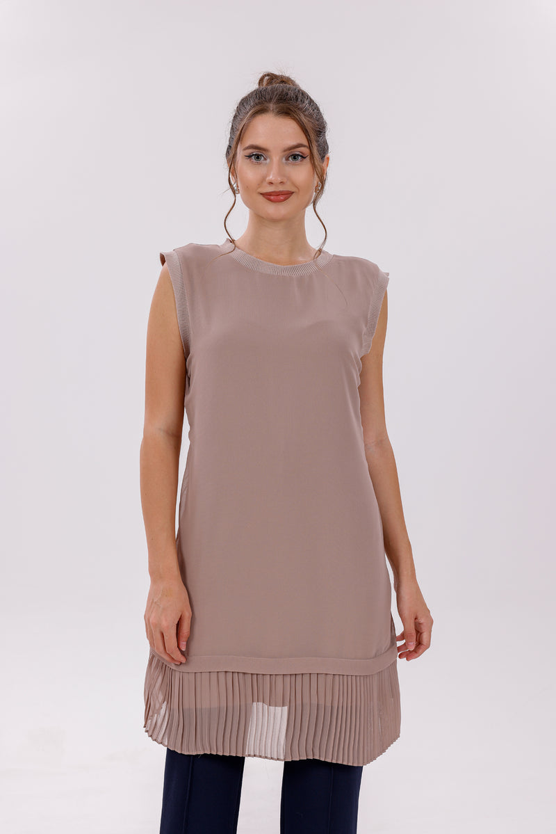HLD Chiffon Pleated Inner Tunic Mink