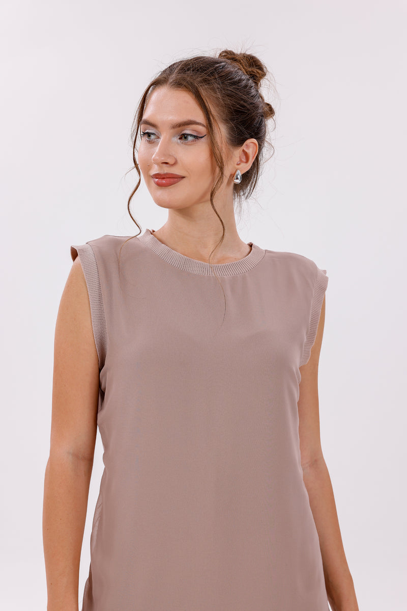 HLD Chiffon Pleated Inner Tunic Mink