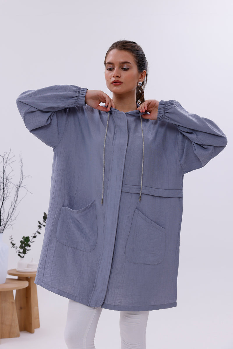 NSH Zipup Hoodied Cape Gray