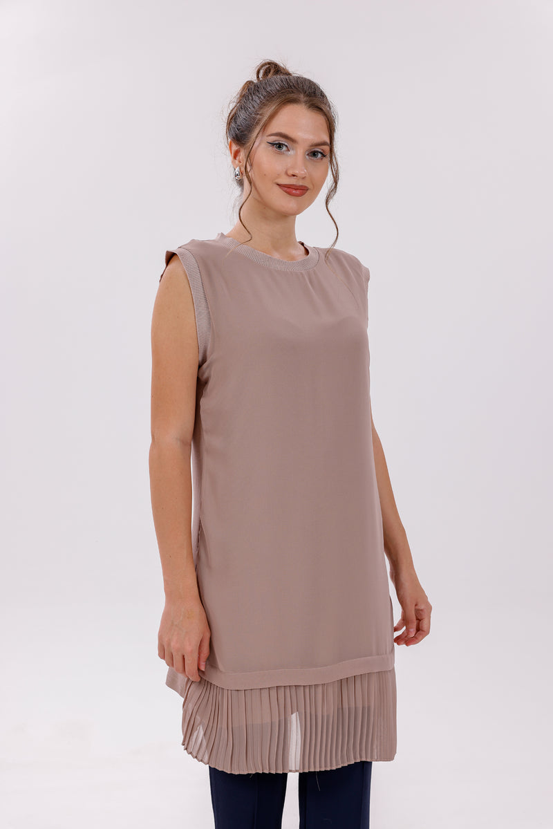 HLD Chiffon Pleated Inner Tunic Mink