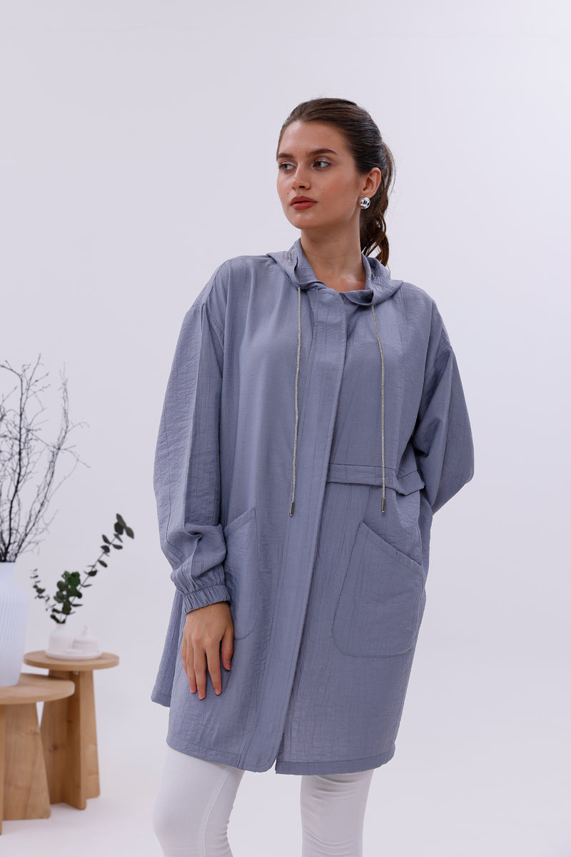 NSH Zipup Hoodied Cape Gray