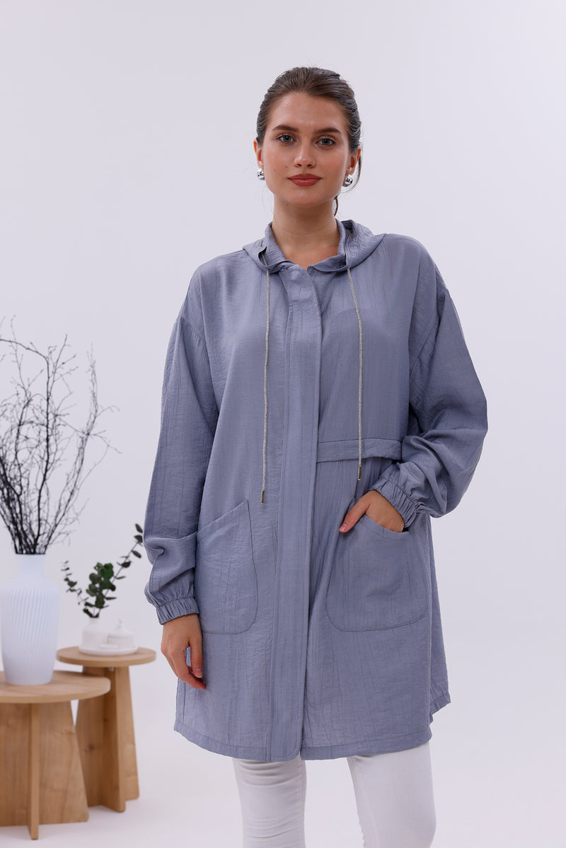 NSH Zipup Hoodied Cape Gray