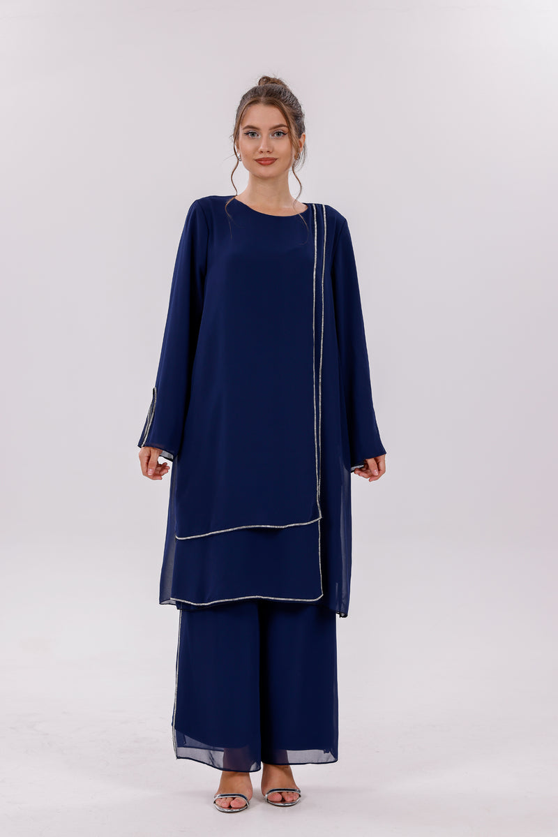 TN Melisa Chiffon Set Navy Blue