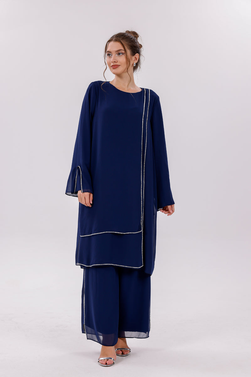 TN Melisa Chiffon Set Navy Blue