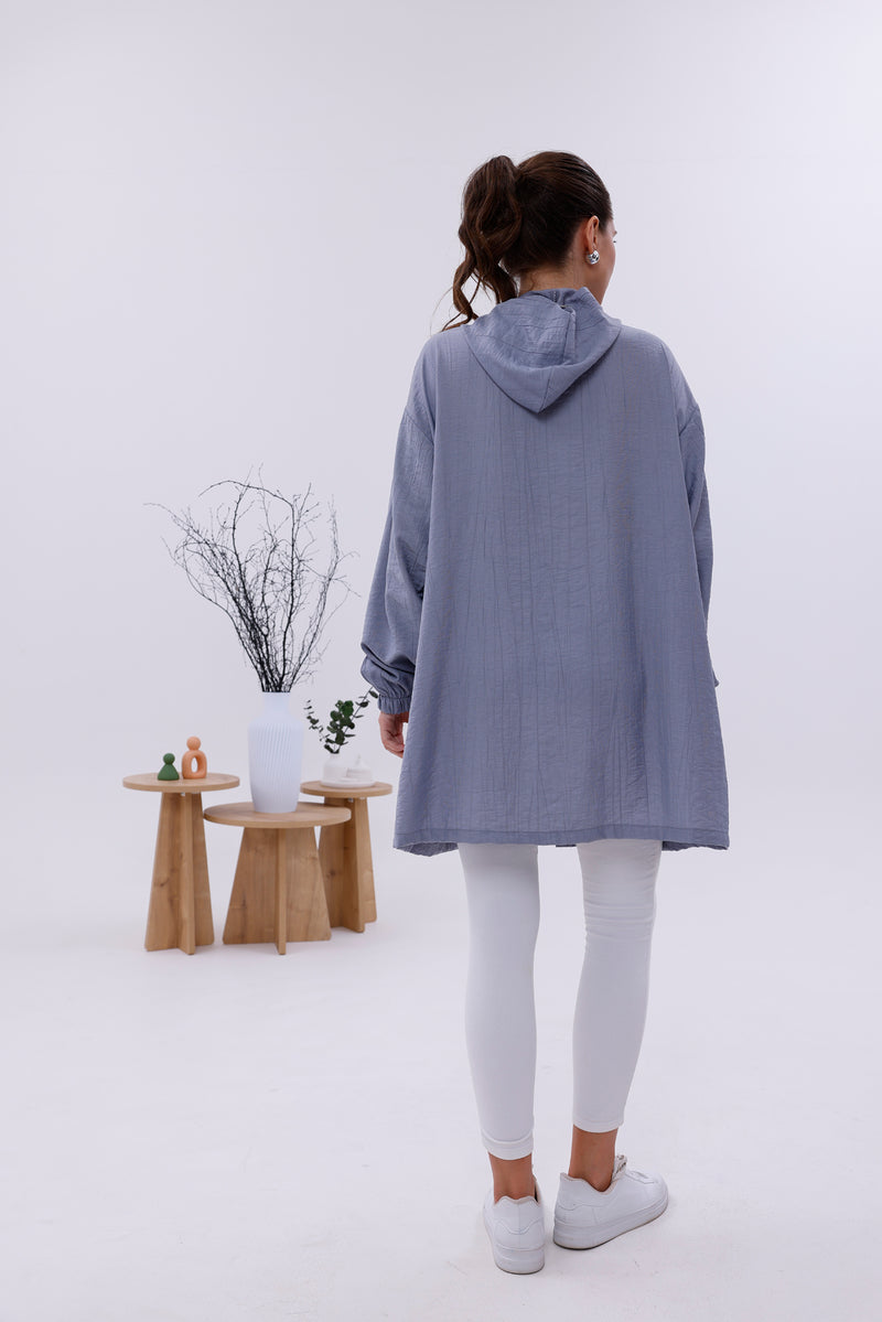 NSH Zipup Hoodied Cape Gray