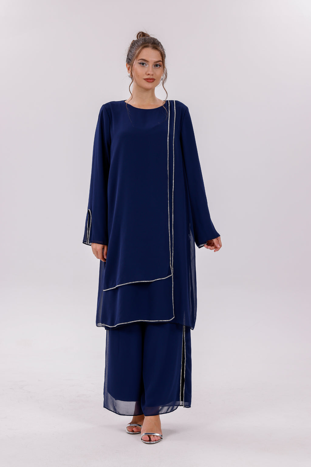 TN Melisa Chiffon Set Navy Blue