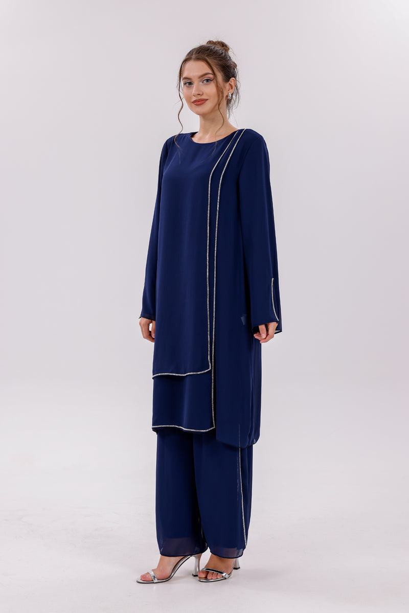 TN Melisa Chiffon Set Navy Blue
