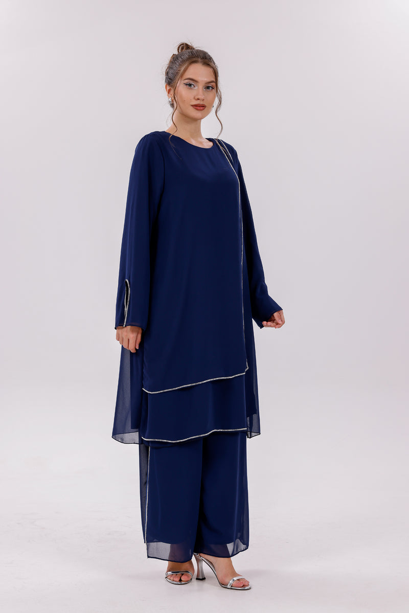 TN Melisa Chiffon Set Navy Blue