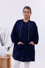 NSH Zipup Hoodied Cape Navy Blue